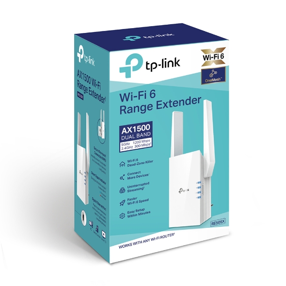 Повторитель беспроводного сигнала TP-Link RE505X AX1500 10/100/1000BASE-TX белый