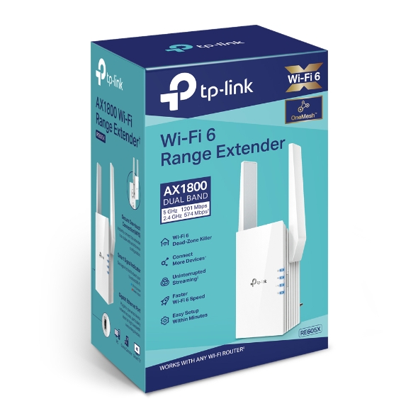 Повторитель беспроводного сигнала TP-Link RE605X AX1800 10/100/1000BASE-TX белый