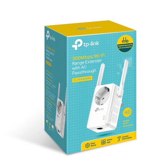 Повторитель беспроводного сигнала TP-Link TL-WA860RE N300 10/100BASE-TX белый