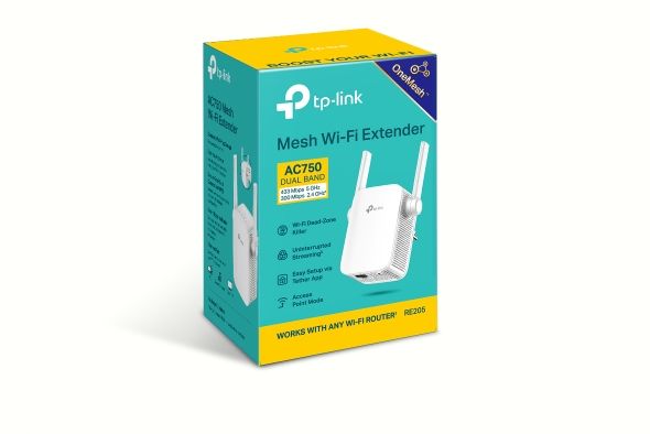 Повторитель беспроводного сигнала TP-Link RE205 AC750 10/100BASE-TX белый